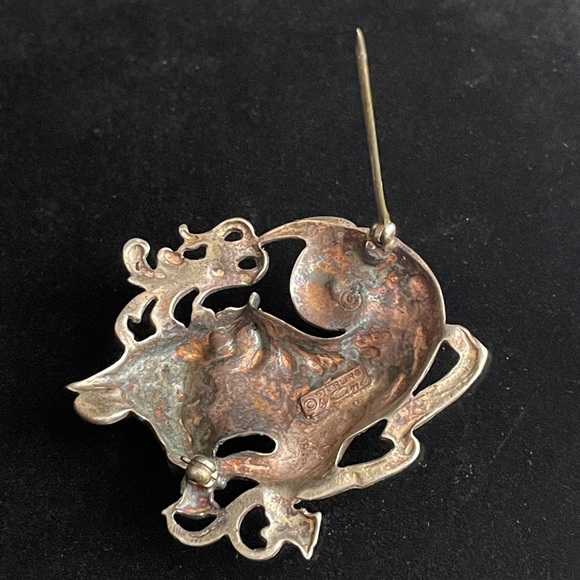 Vintage Sterling Silver Cini Taurus Zodiac Horoscope pin - Picture 9 of 12